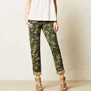 Anthropologie Hei Hei Camo Floral Army Green Cargo Pants Boyfriend in Size 31